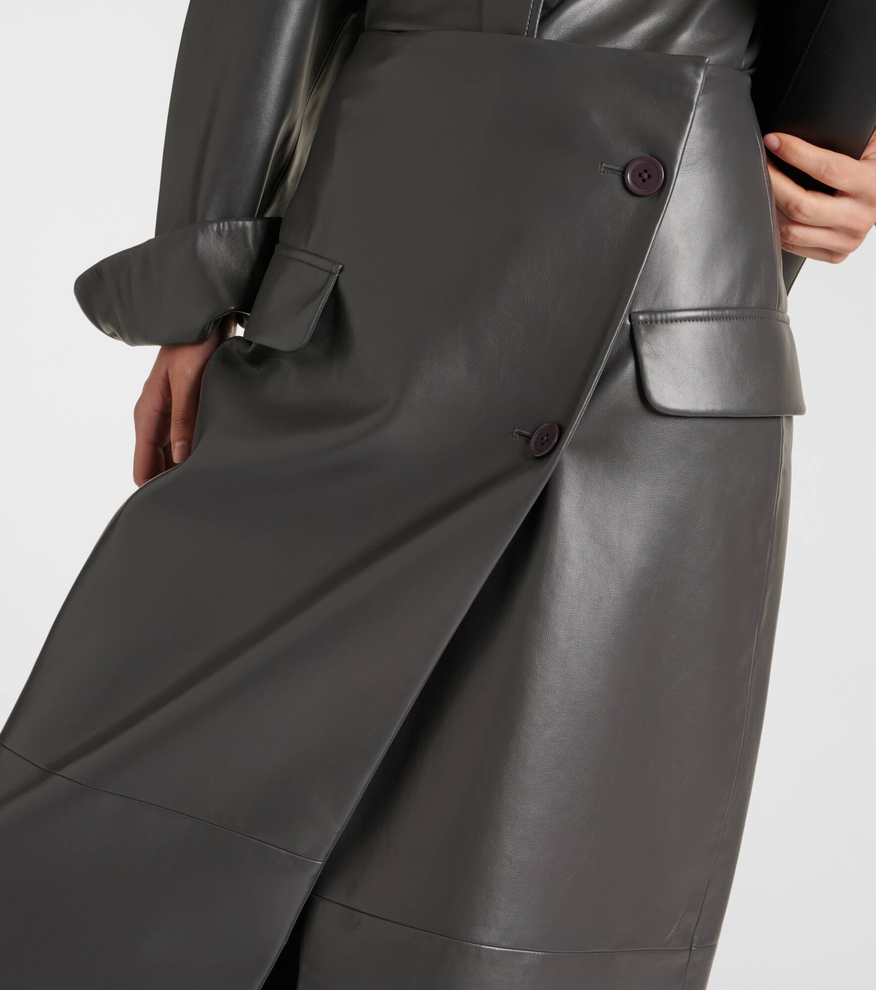 Nan asymmetric faux leather maxi skirt - 4