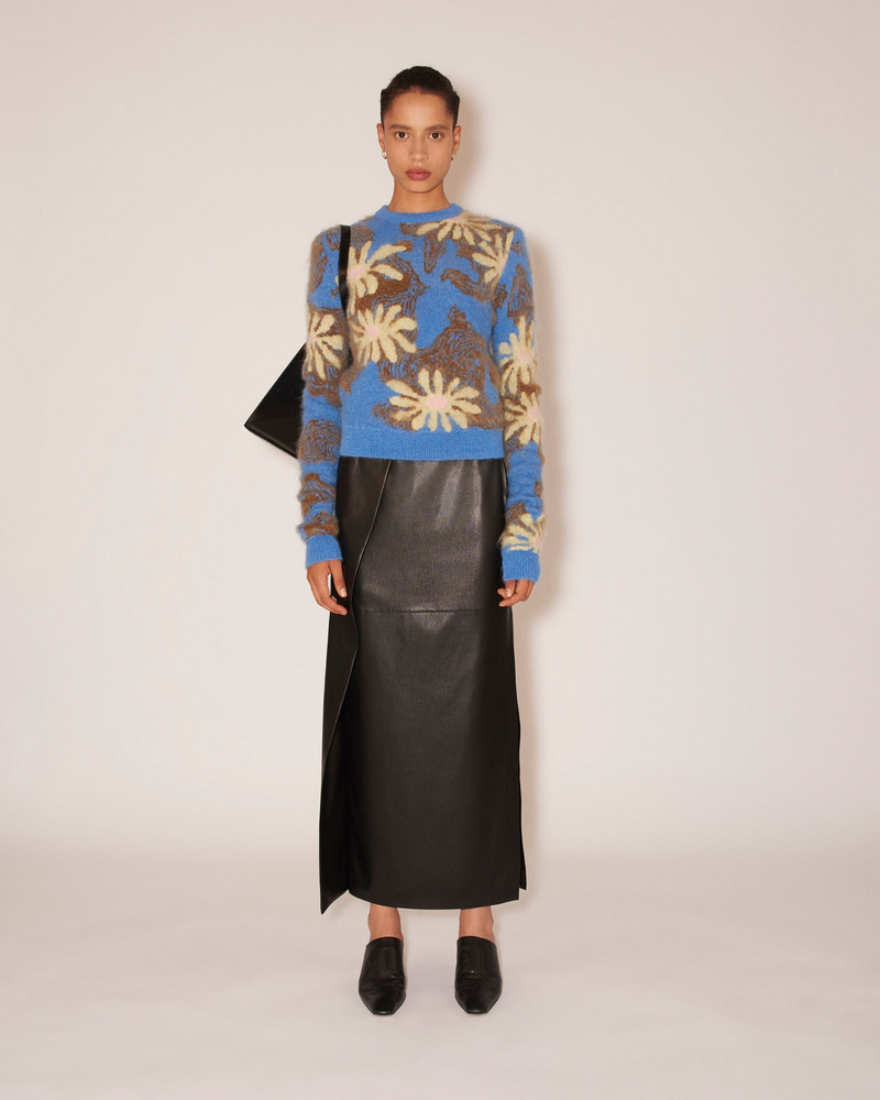 Nanushka ELOISE - Brushed alpaca floral crew neck sweater - Blue outlook