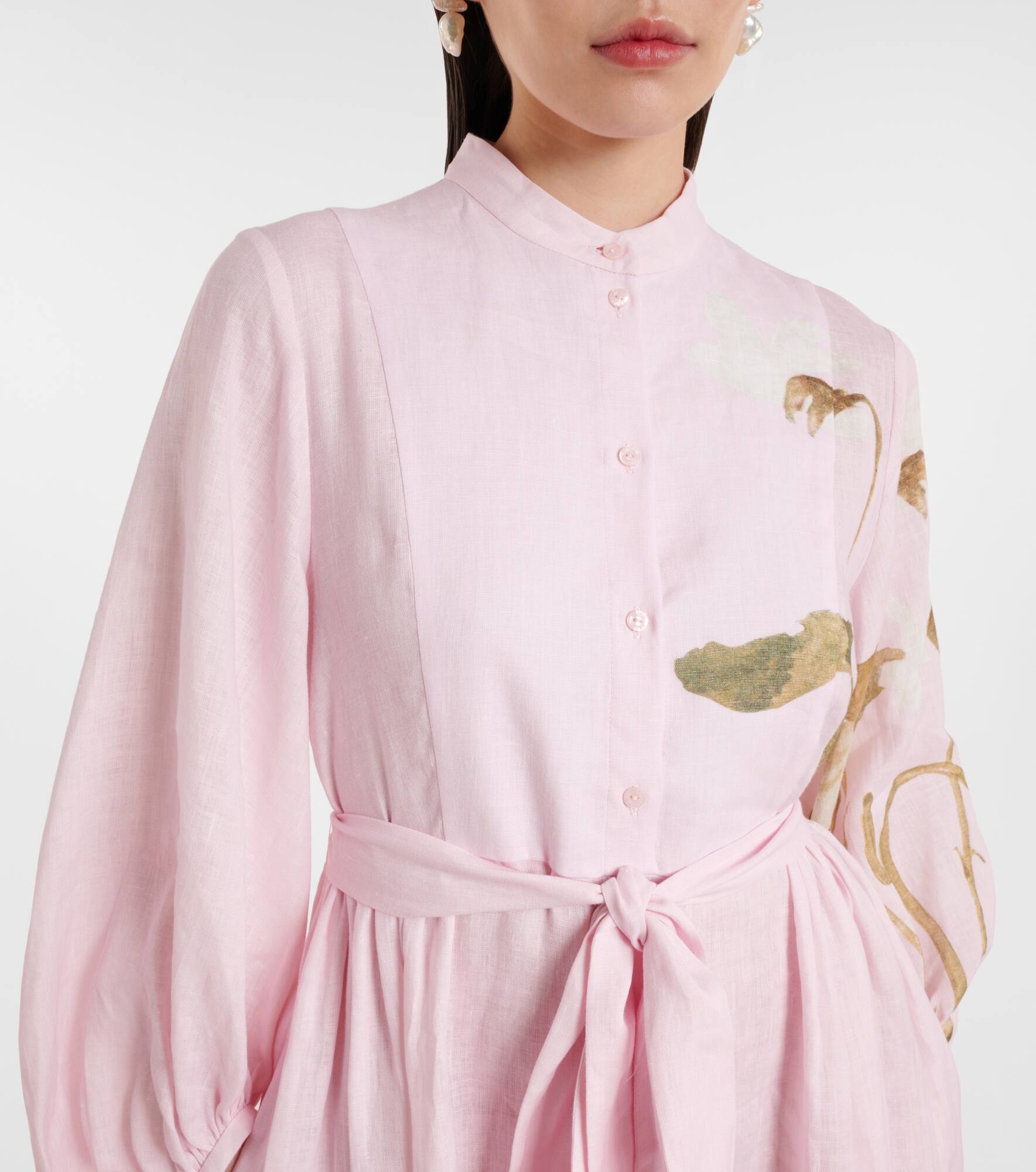 Printed linen midi dress - 4