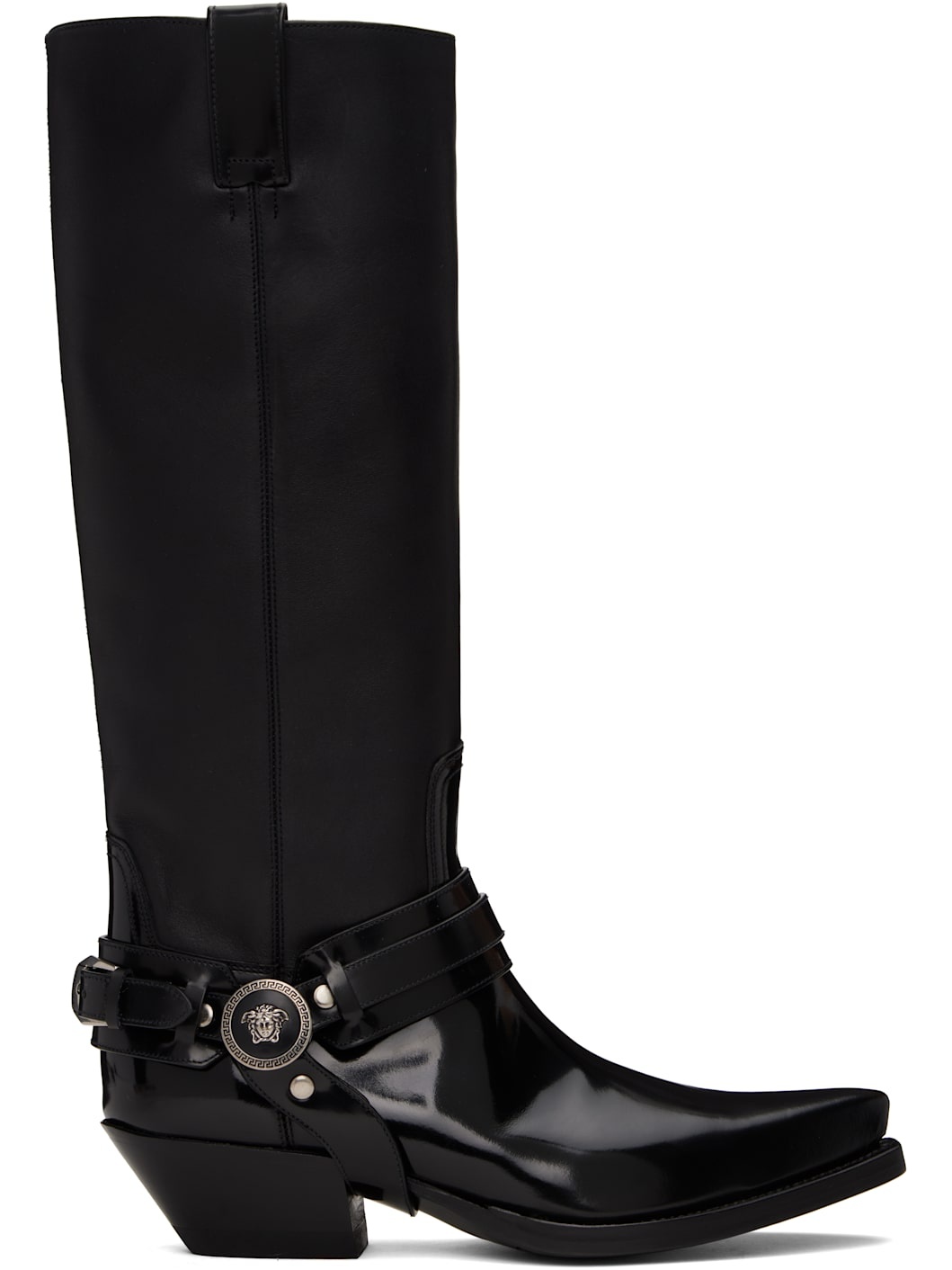 Black Texano Knee-High Tall Boots - 1