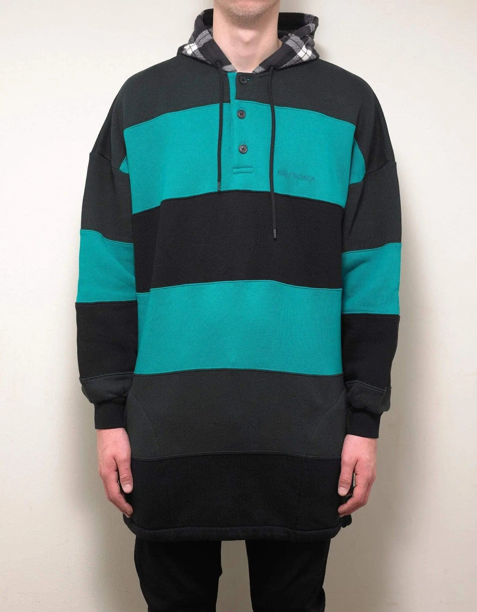 Balenciaga Green & Black Stripe Oversized Hoodie - SS19 - 2