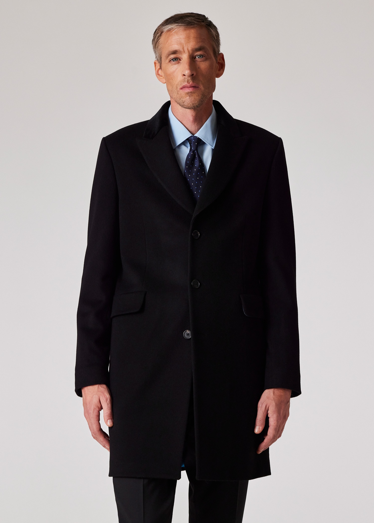 Black Wool-Cashmere Epsom Coat - 5