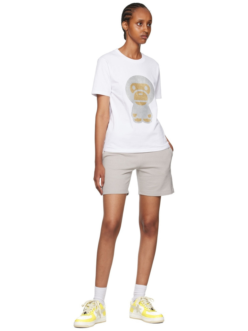 A BATHING APE® White Glitter Big Baby Milo T-Shirt outlook