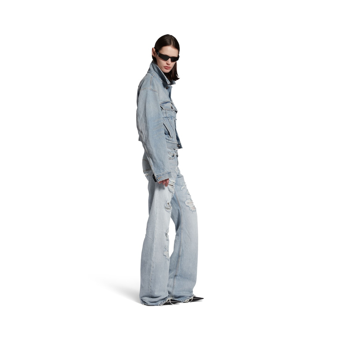 Women's Fitted Low-waist Pants in Light Blue - 3