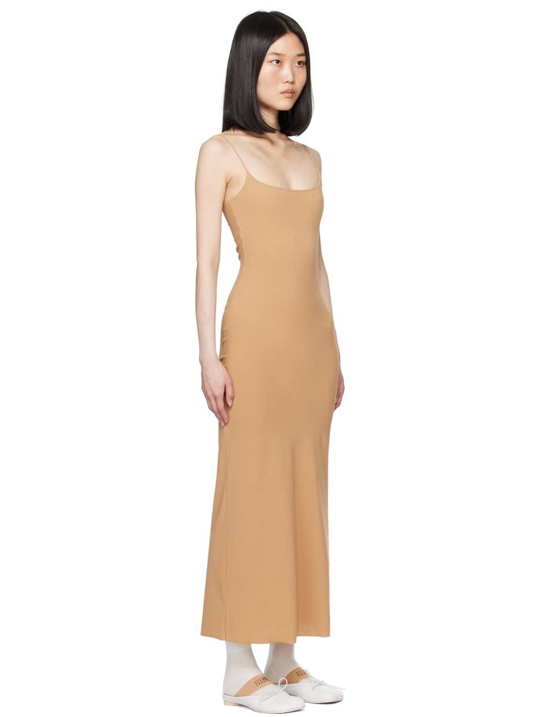 Beige Scoop Neck Maxi Dress - 2