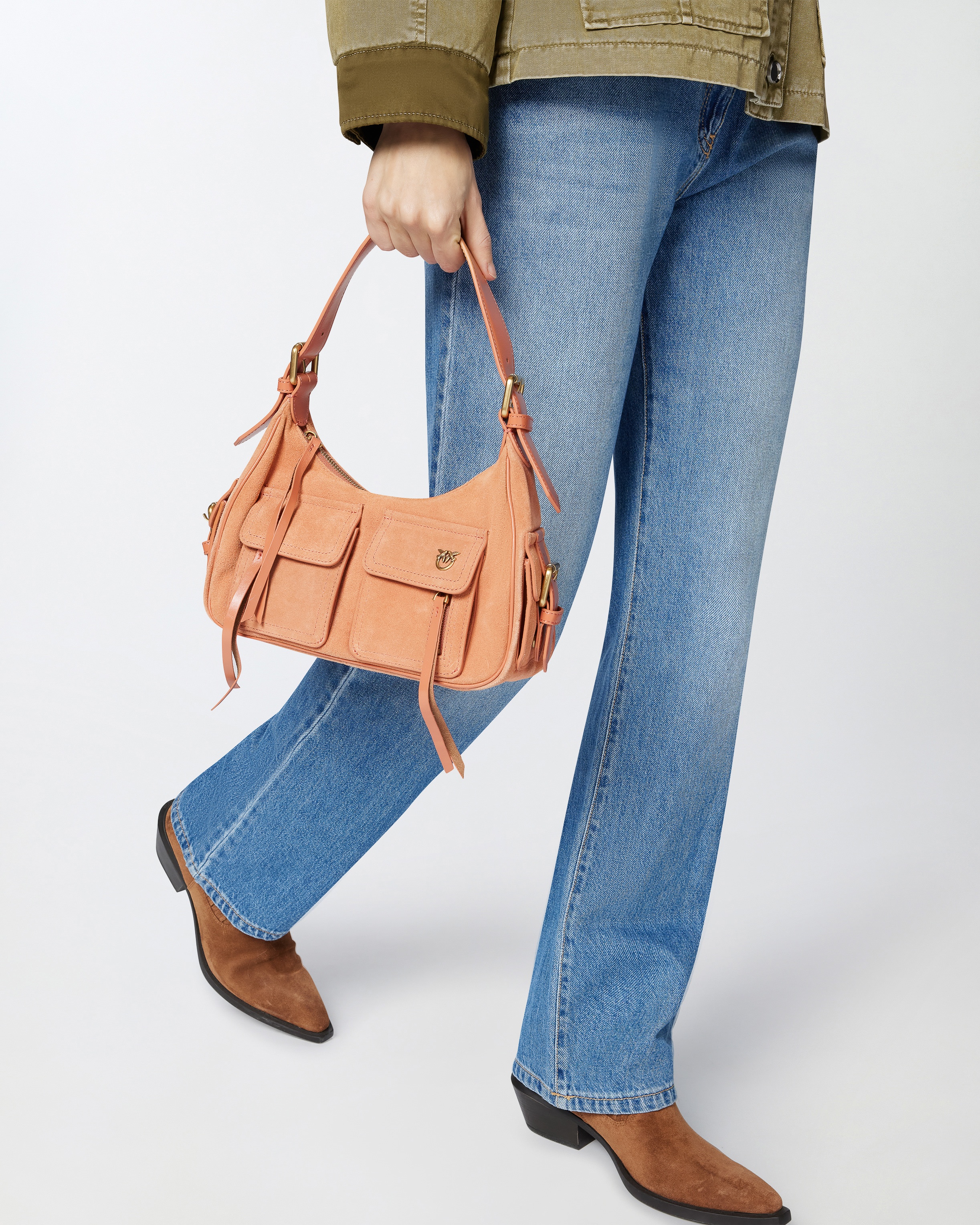 SUEDE CARGO SHOULDER BAG WITH POCKETS - 6