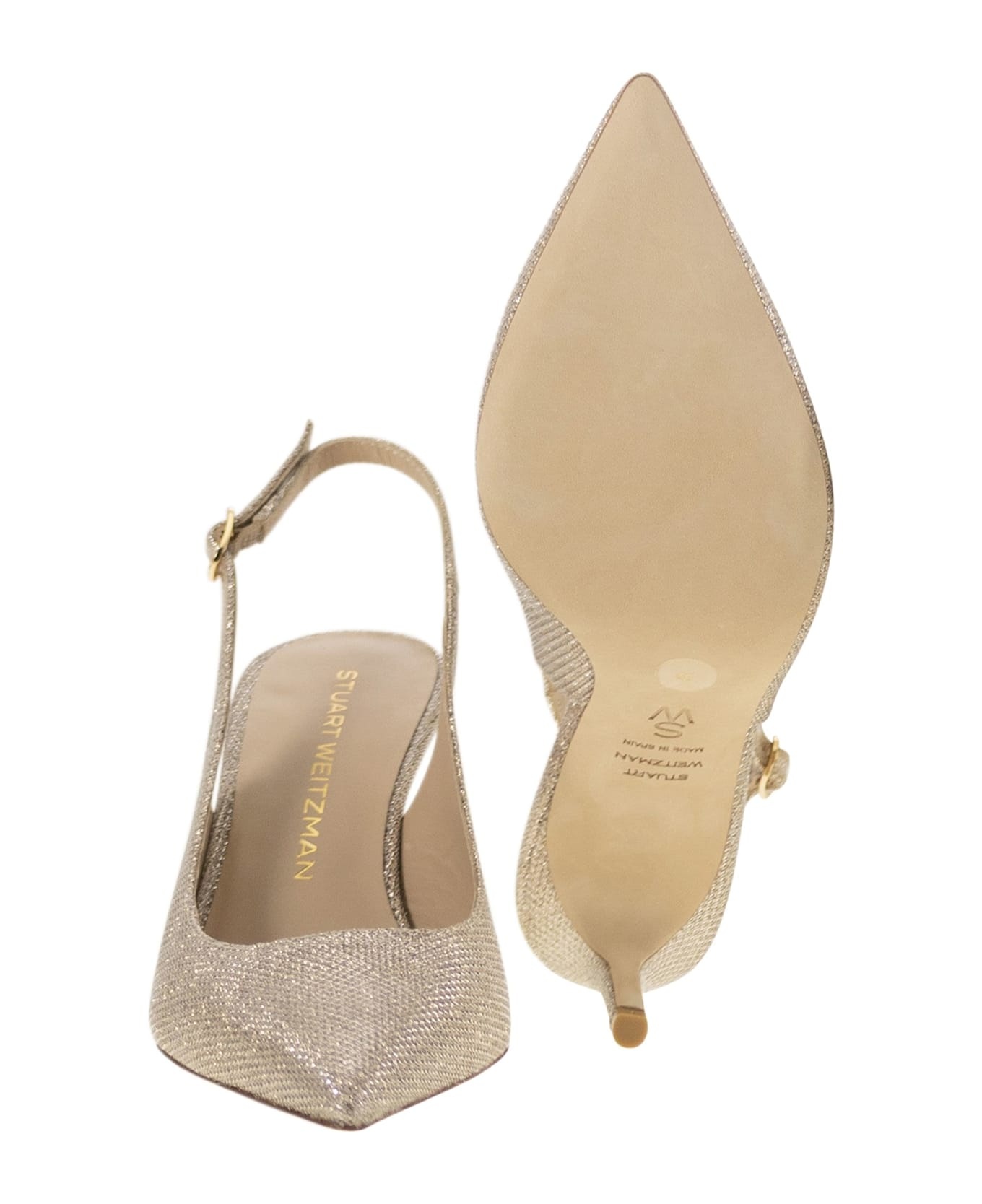 Stuart Power - Metallised Fabric Slingback - 5