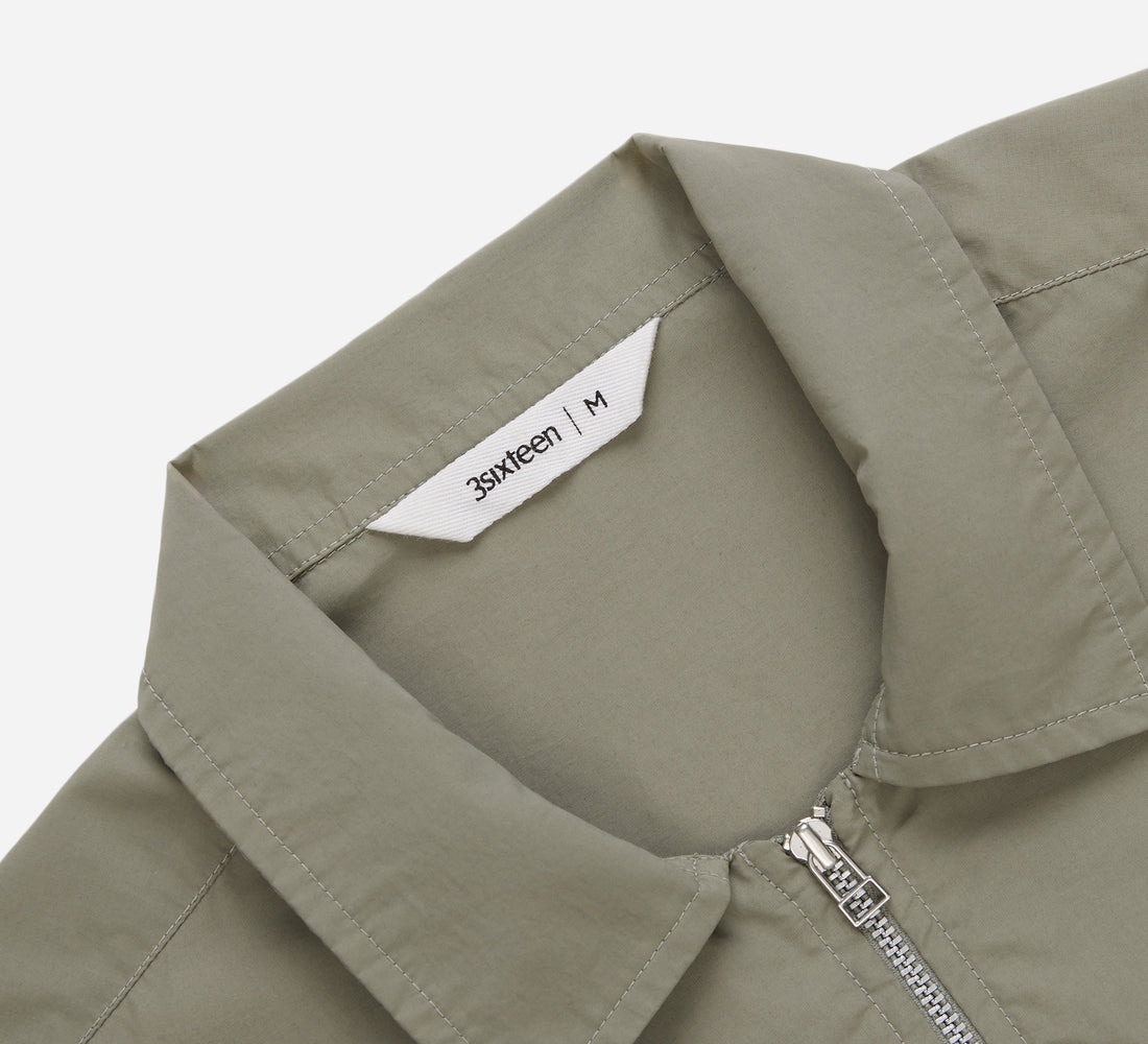 Short Sleeve Zip Shirt - Olive Nylon - 3