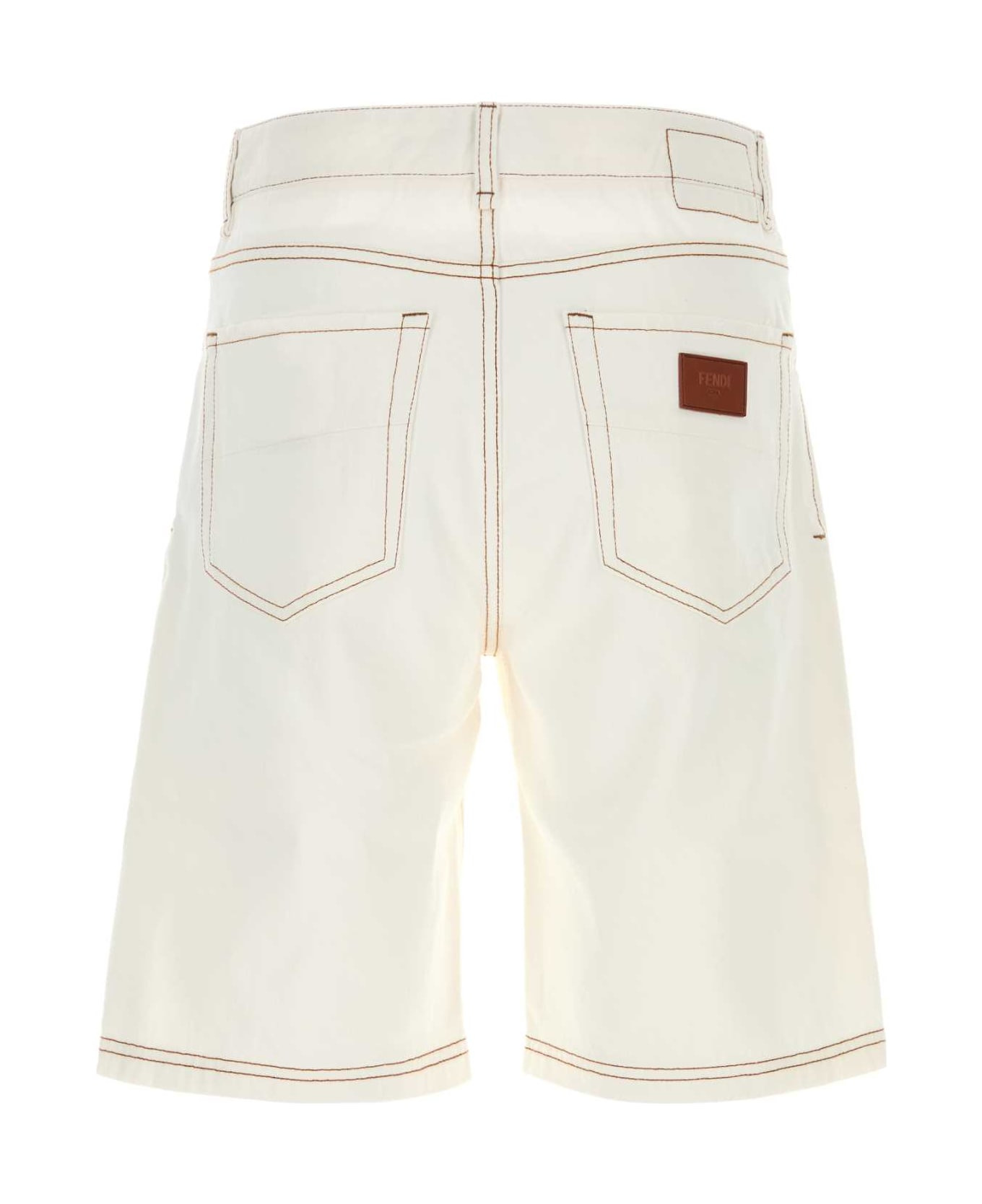 White Denim Bermuda Shorts - 2