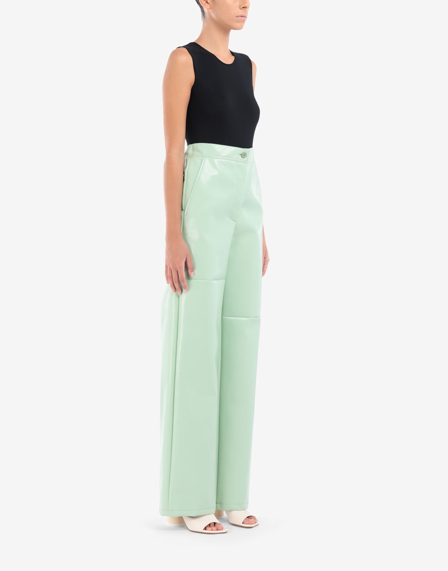 Faux leather flared trousers - 3