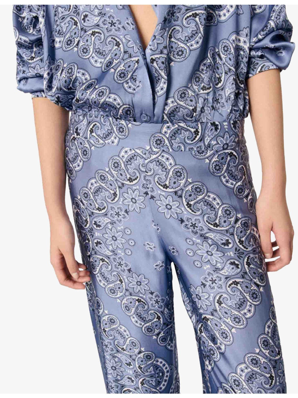 Bandana-Pattern Wide-Leg Satin Trousers - 5