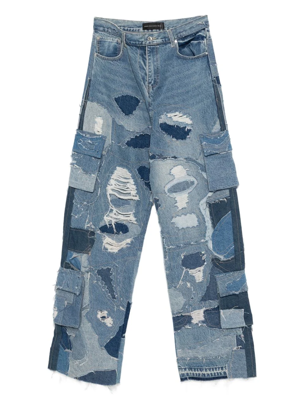 ripped patchwork cargo jeans - 1