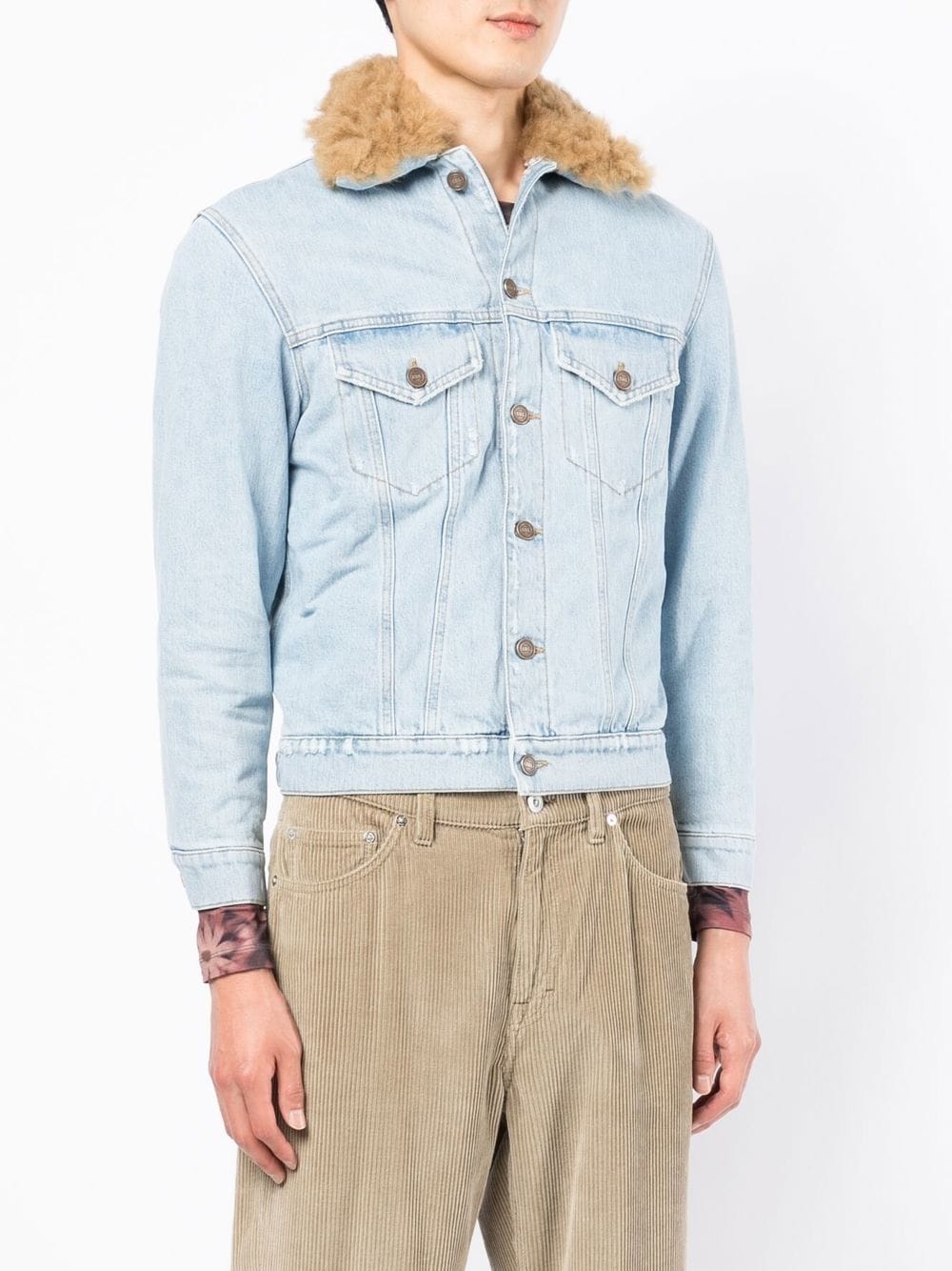 fur-collared denim jacket - 4