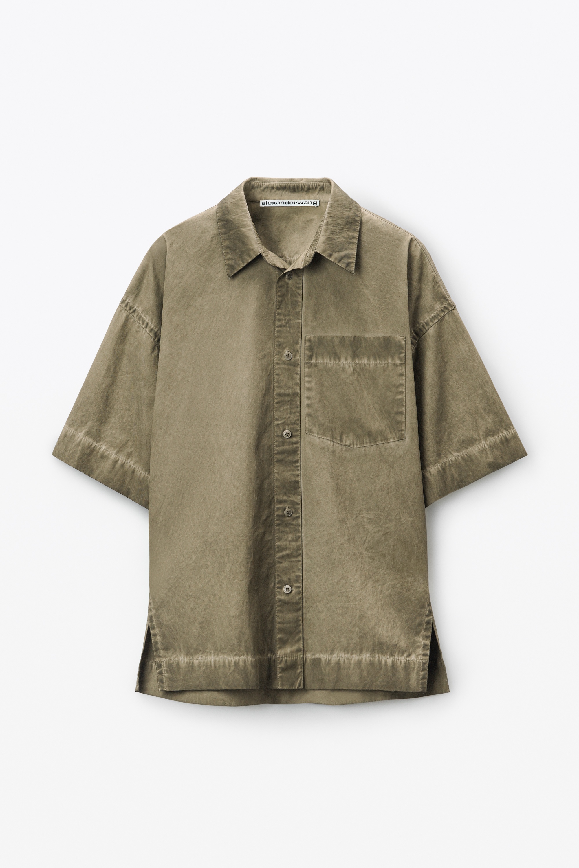 oversized short sleeve button up shirt in cotton - 1