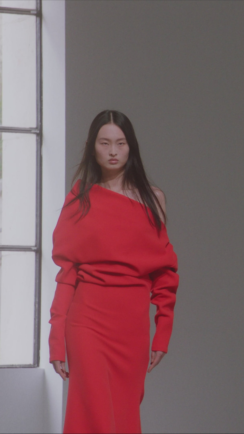 OFF SHOULDER ASYMMETRIC DRESS RED 7