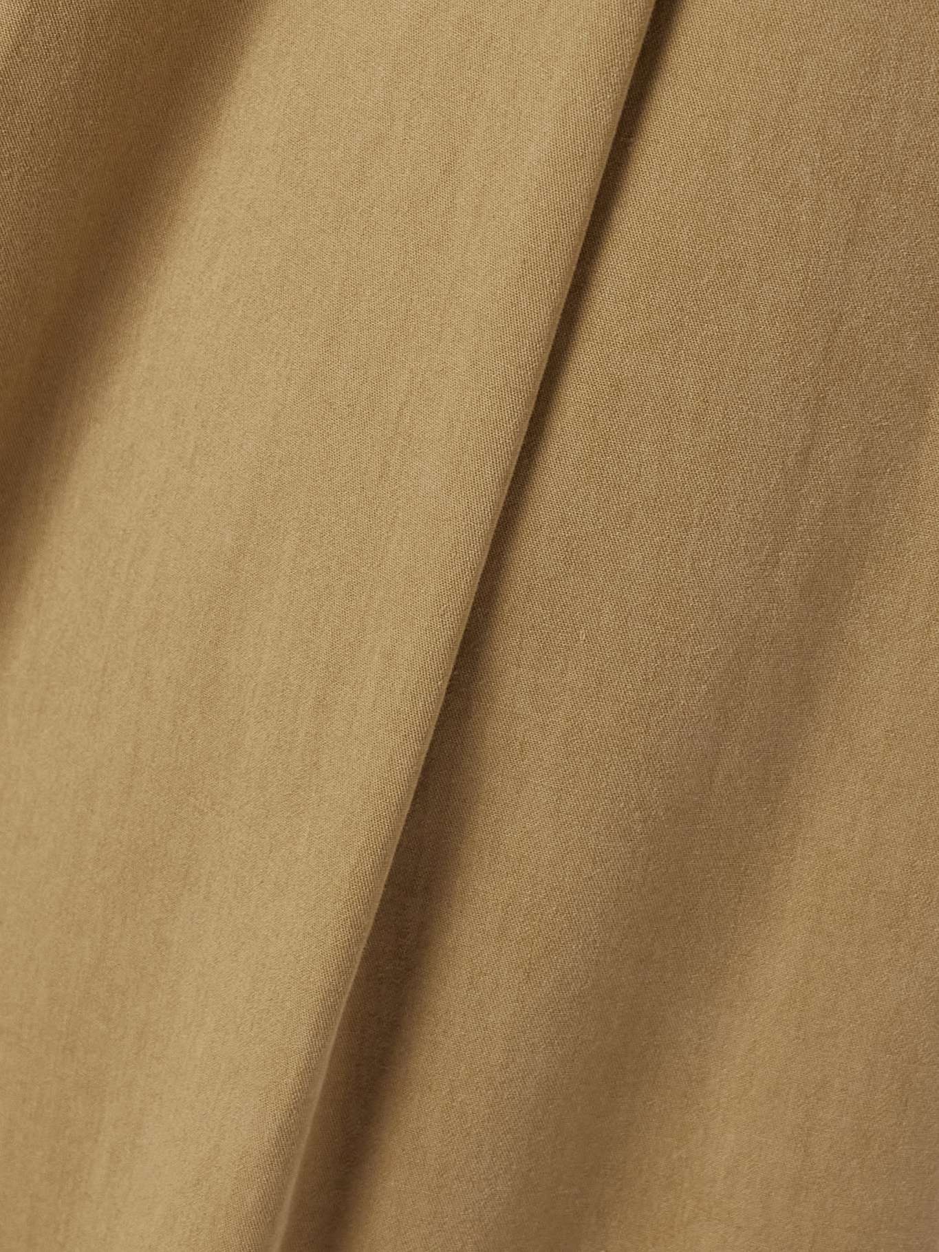 Pleated organic cotton-blend twill wide-leg pants Army green - 5