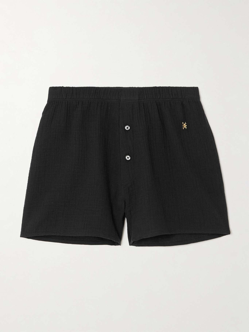 Jude embellished cotton-gauze shorts Black - 1