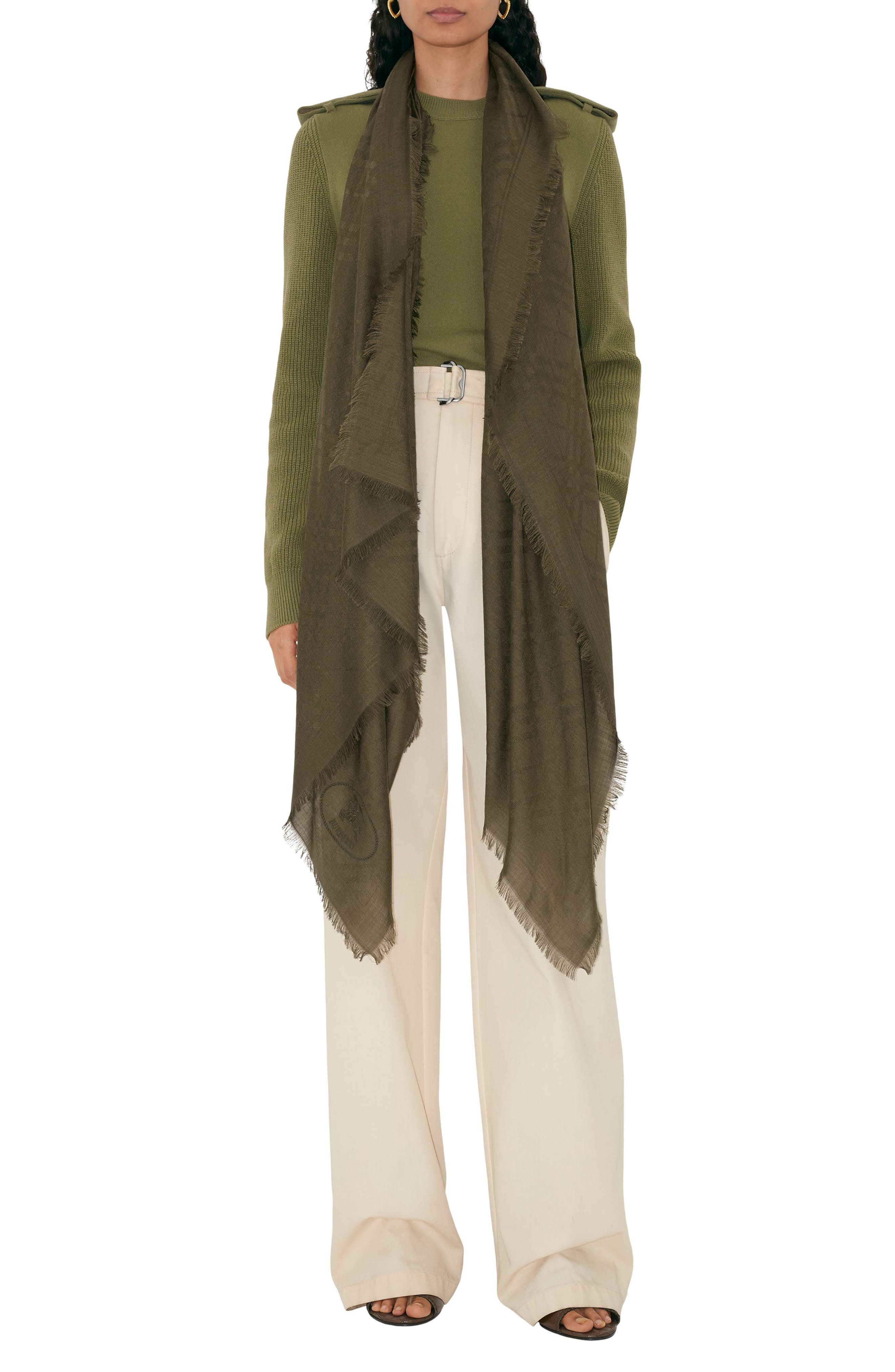 burberry Medium Check Jacquard Wool & Silk Scarf in Swamp at Nordstrom - 8