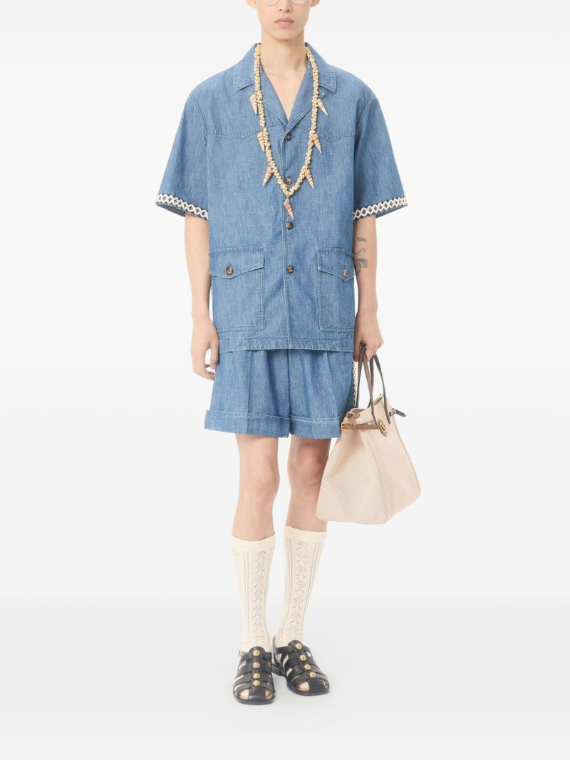 Valentino crochet-detail denim shorts outlook