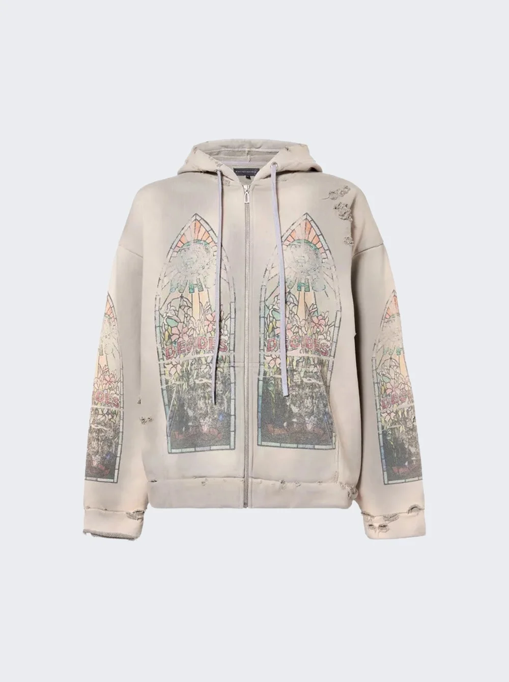 Faded Zip Up Hoodie Vintage Grey - 1