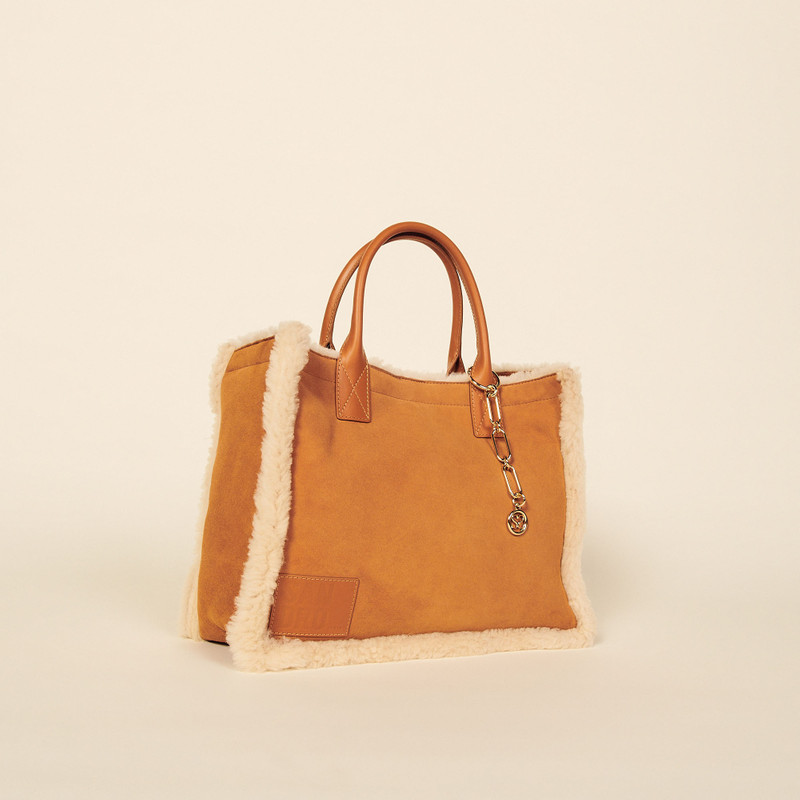 Leather and fur tote bag 1