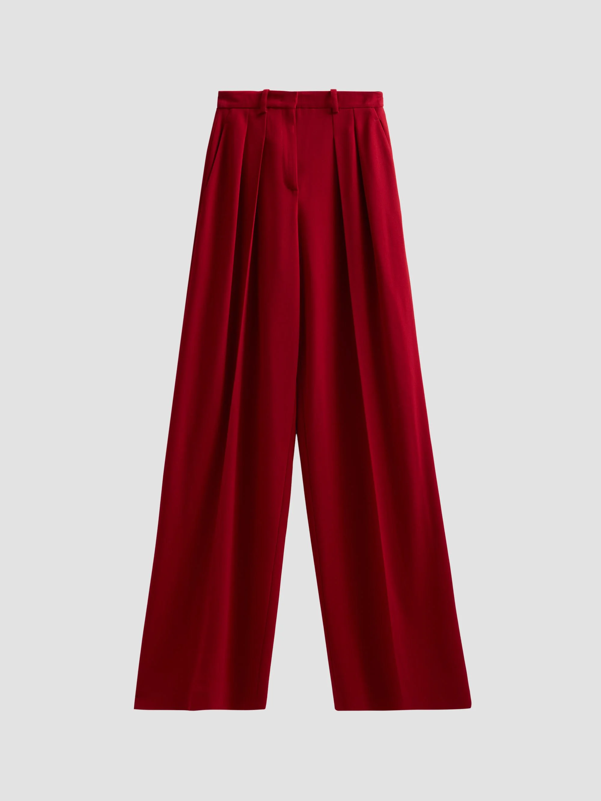Women's Pleated Slouch Trousers - Ruby - 1