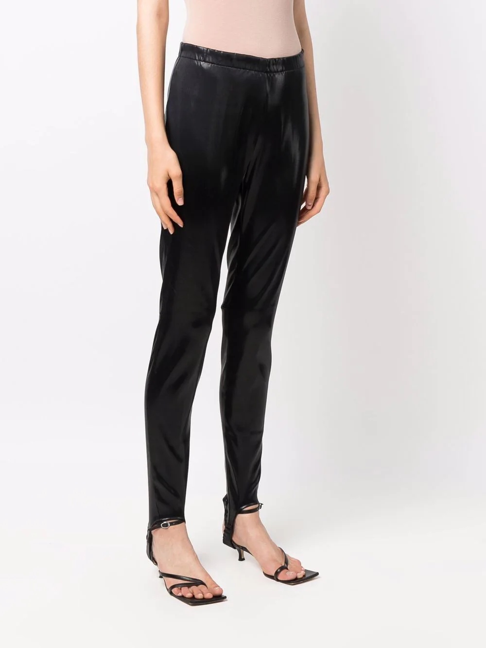 faux leather stirrup leggings - 3