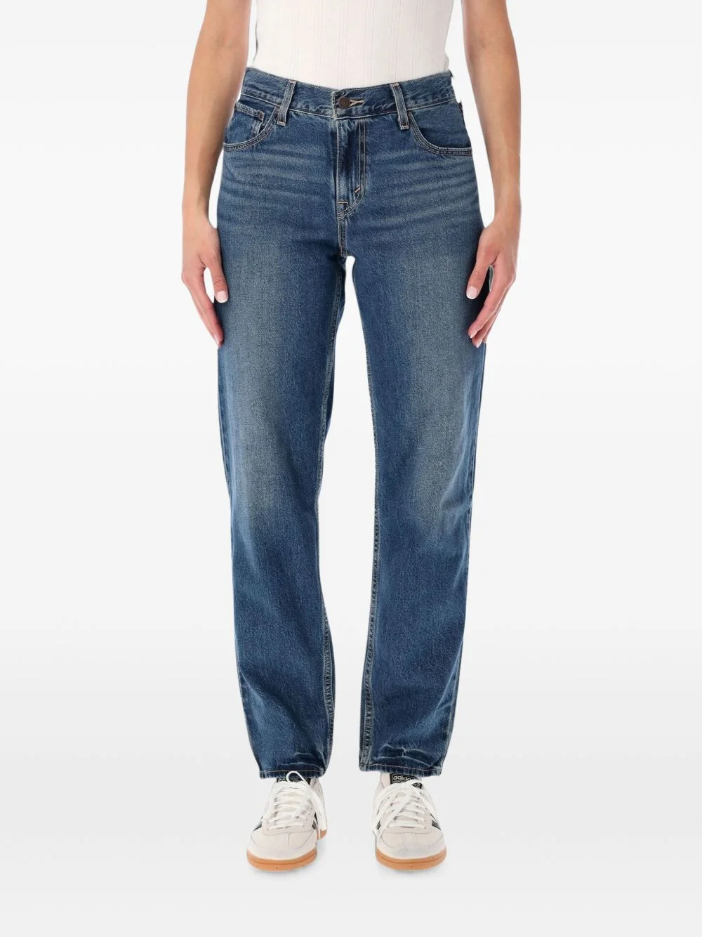 cinch-back straight-leg jeans - 1