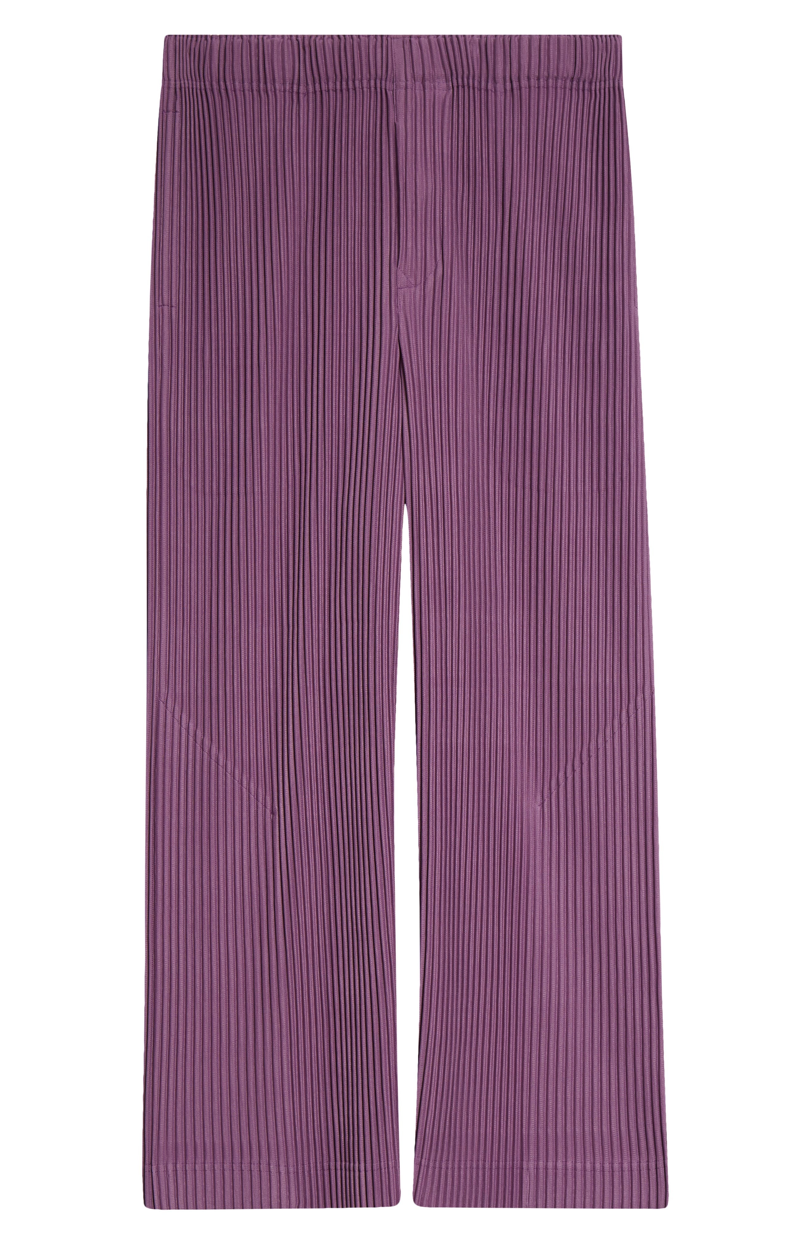 Homme Plissé Issey Miyake Monthly Colors Pleated Crop Straight Leg Pants in Viola Purple at Nordstro - 5