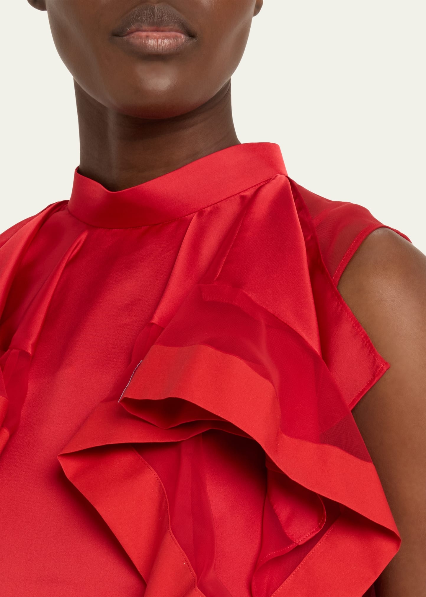 sacai Ruffle Front Satin Maxi Dress | REVERSIBLE