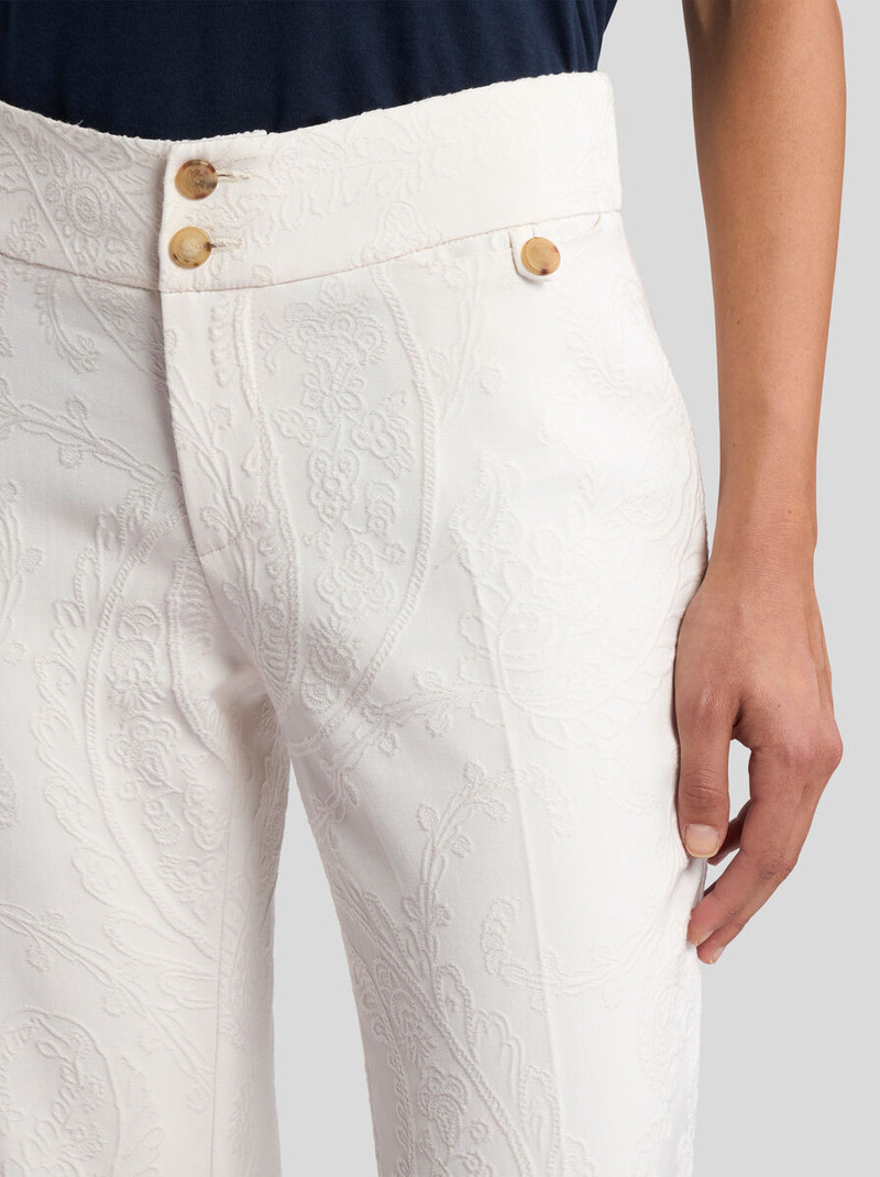 Etro FLARED COTTON-BLEND JACQUARD TROUSERS WITH PAISLEY FOLIAGE MOTIF outlook