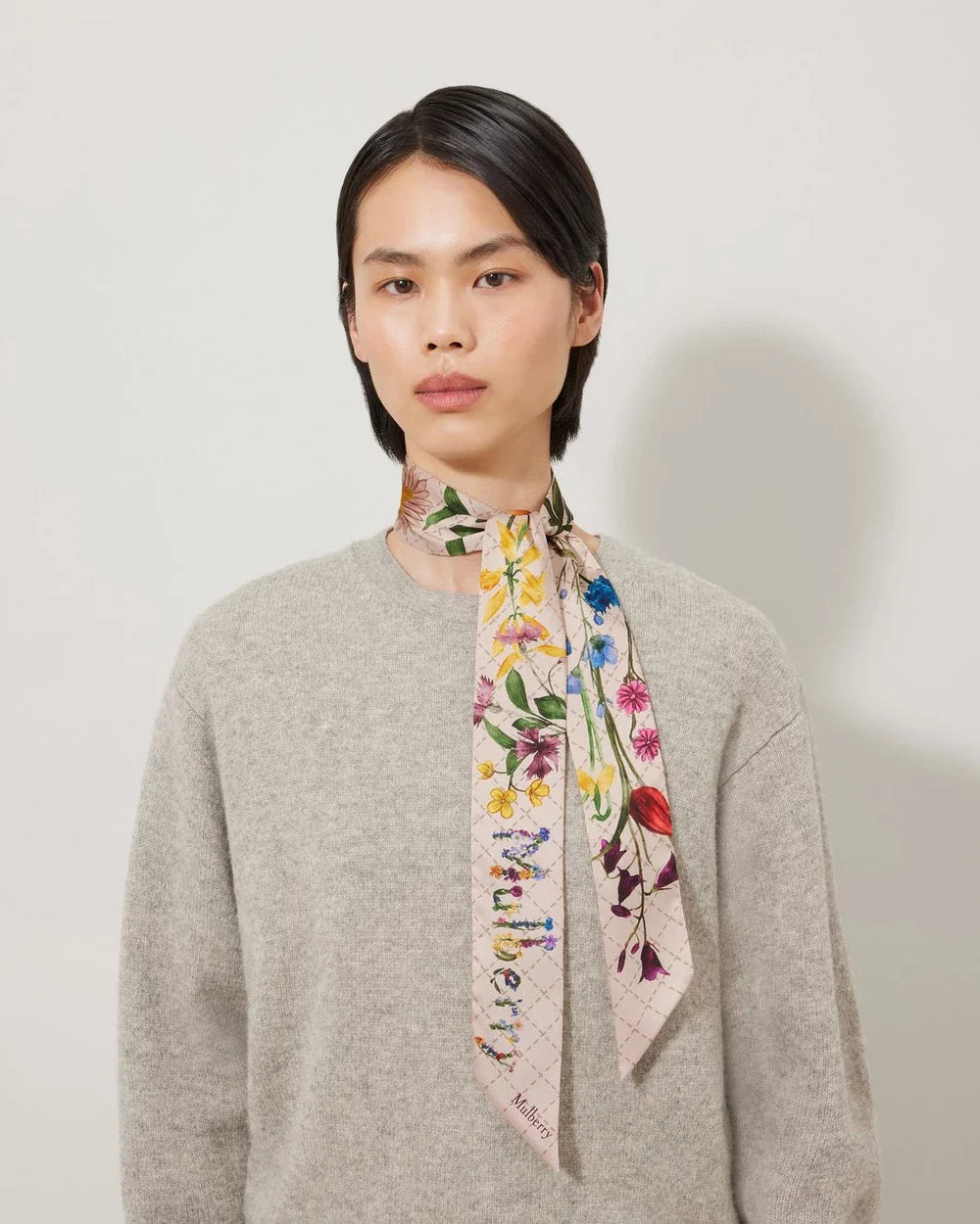 Skinny Scarf - Wild Floral Blossom Pink Recycled Polyester - 2
