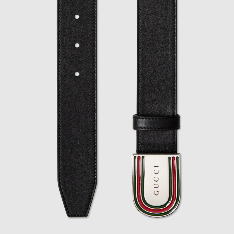 GUCCI Belt with enameled Web detail buckle outlook