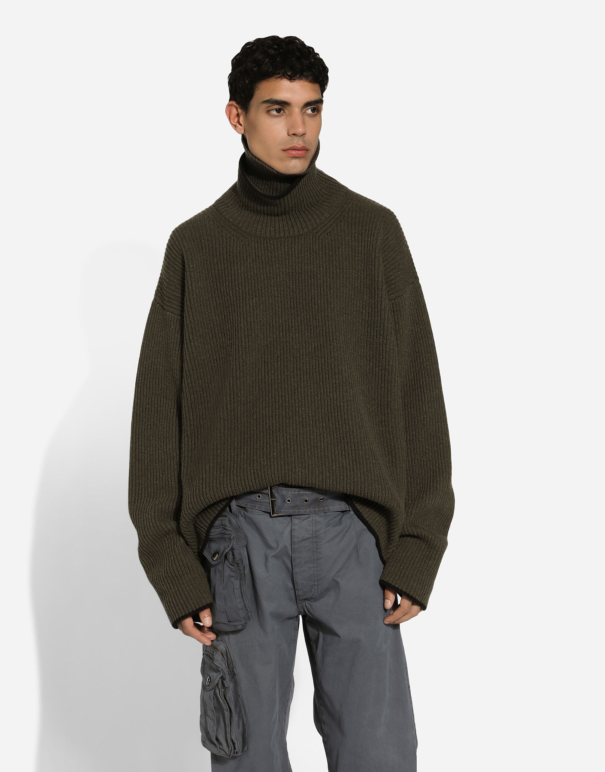Wool fisherman’s rib-knit sweater with double turtle-neck - 4