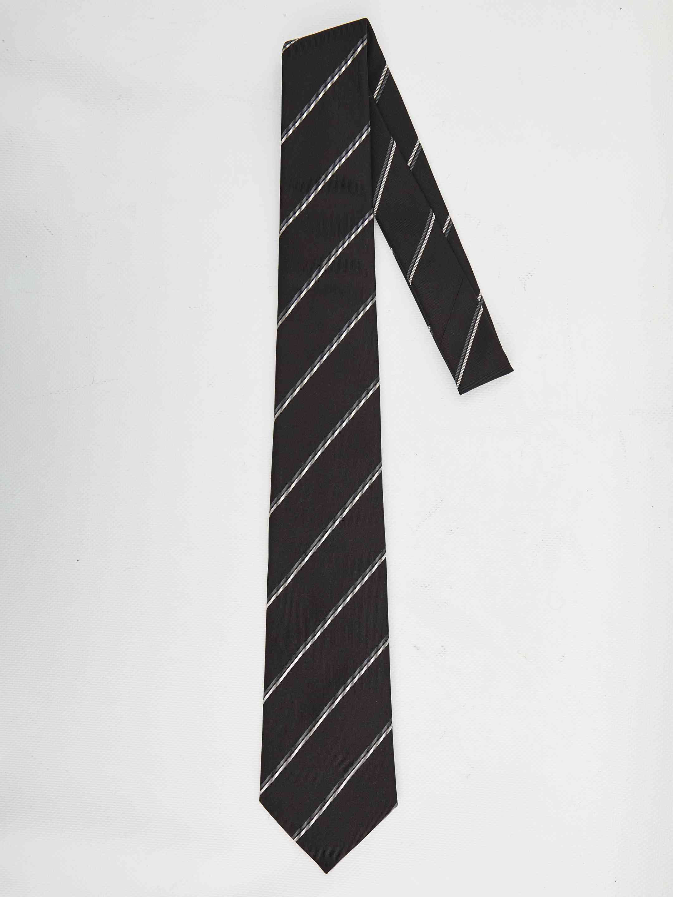 Saint Laurent Men Striped Wide Tie In Silk - 1