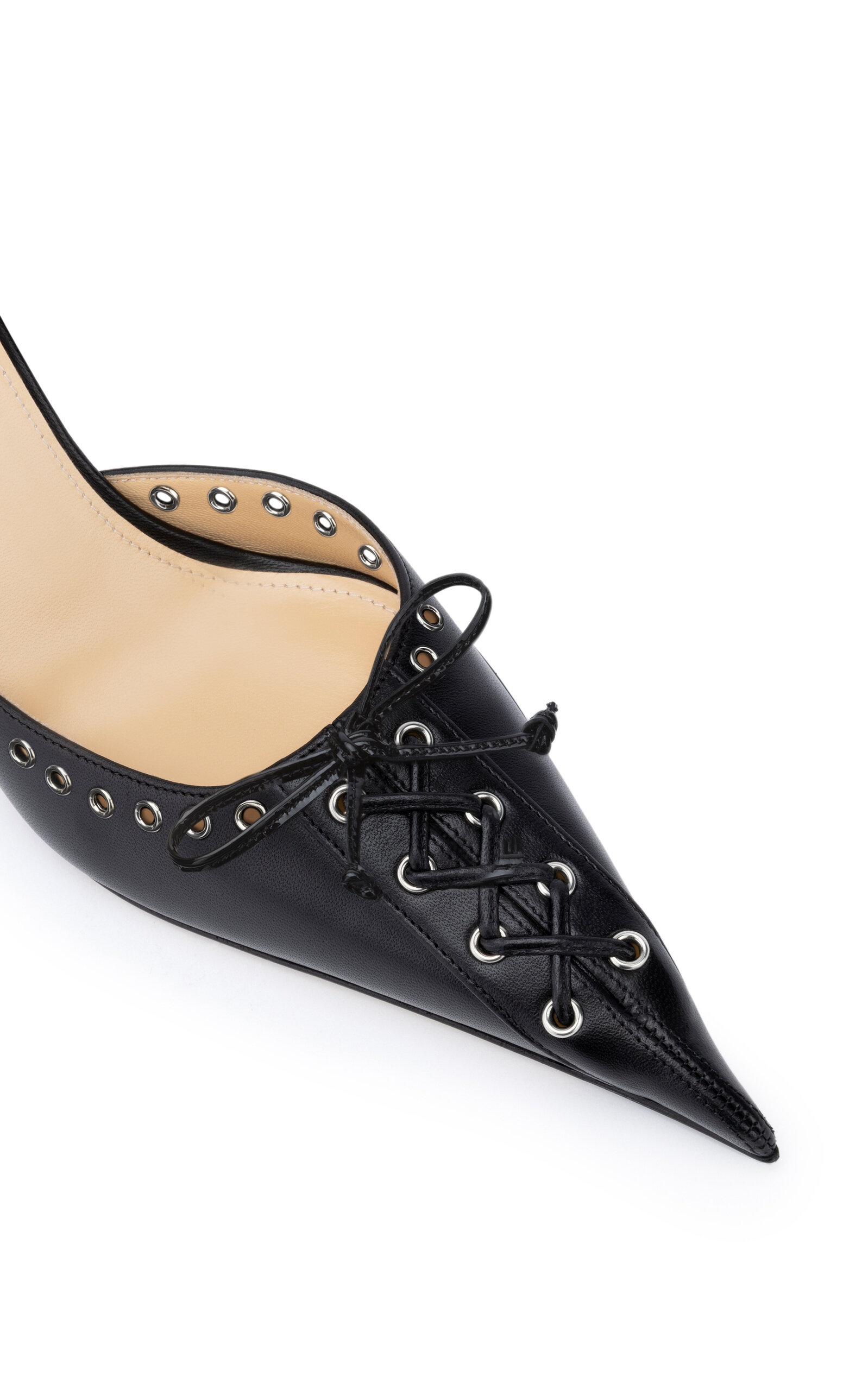 Corset-Detailed Leather Mules black - 6