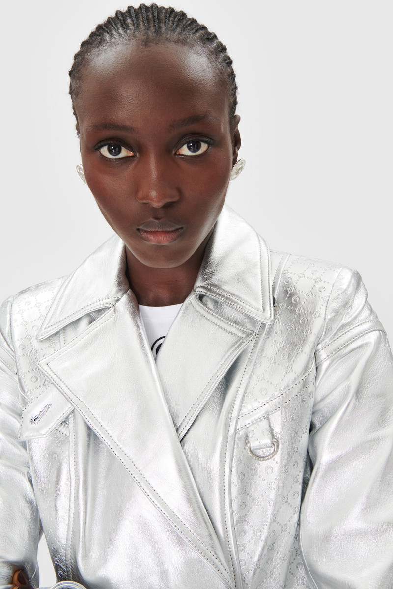 Laminated Leather Trench Coat 4