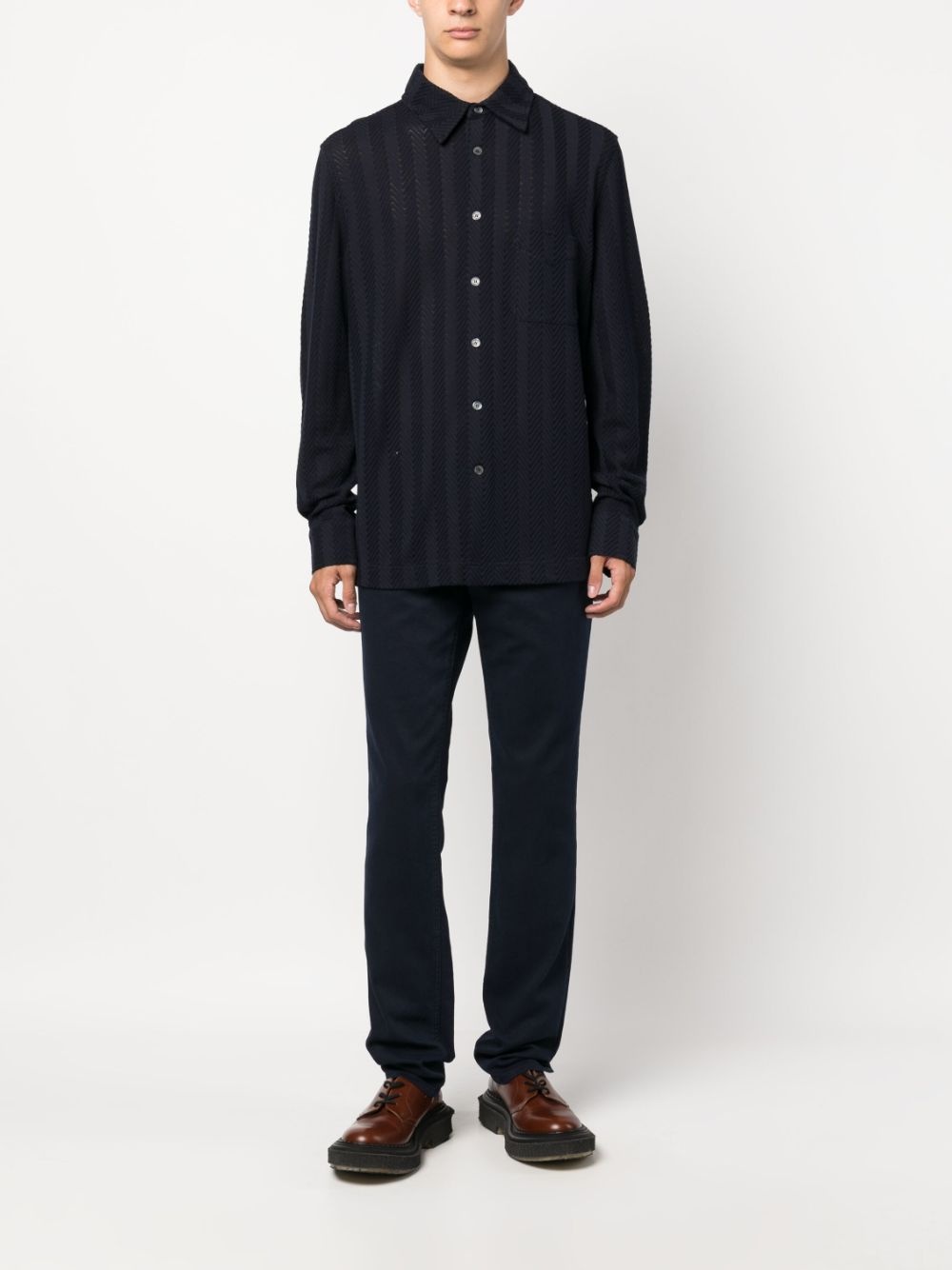 zigzag-woven striped shirt - 2