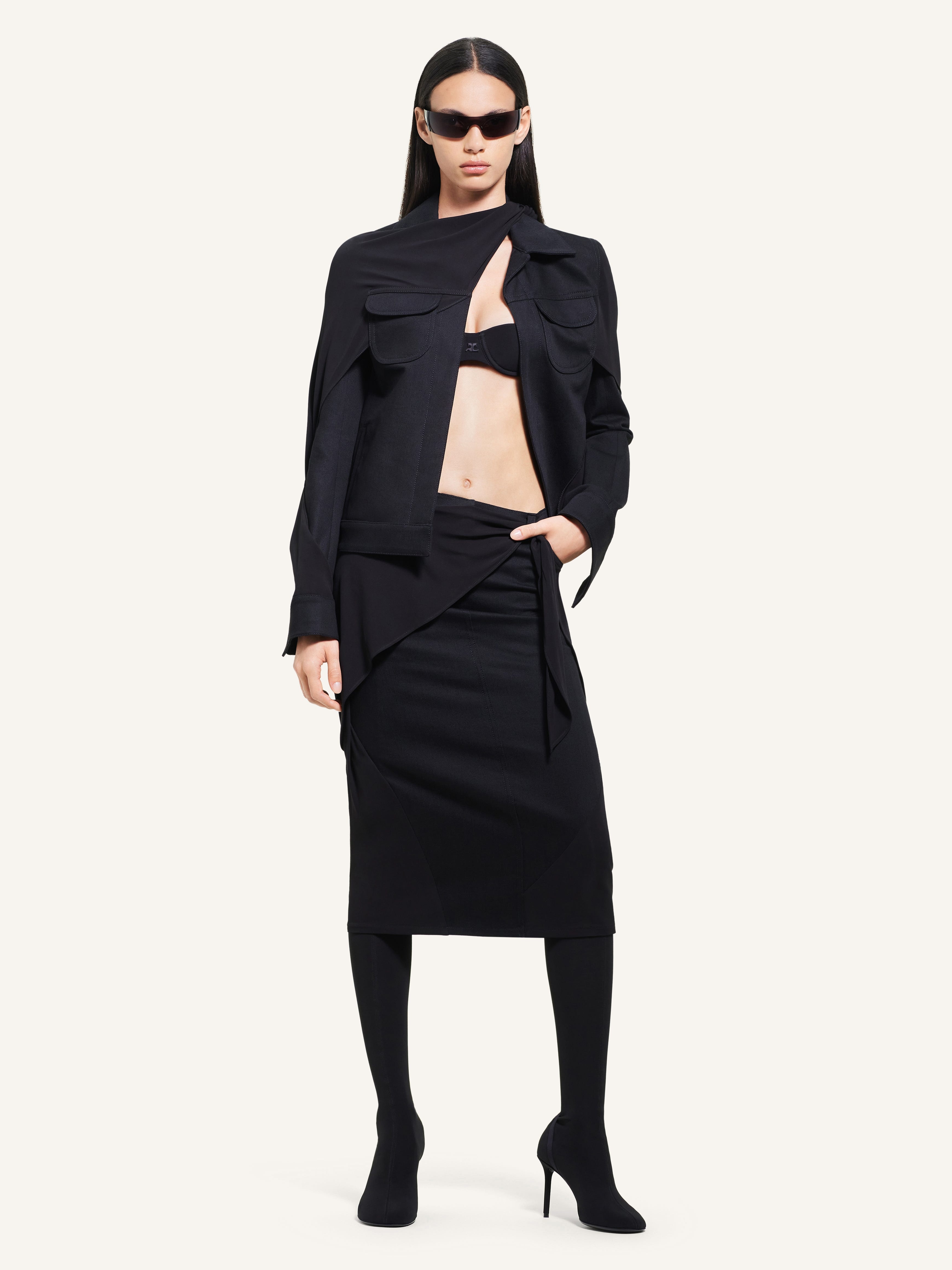 DRAPED DENIM SKIRT - 2