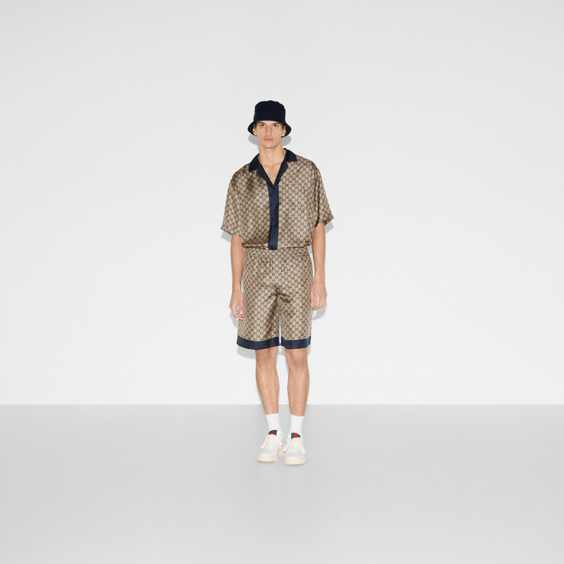 GUCCI Printed silk twill shorts outlook