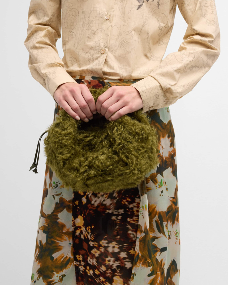 Dries Van Noten Twister Faux-Fur Top-Handle Bag outlook