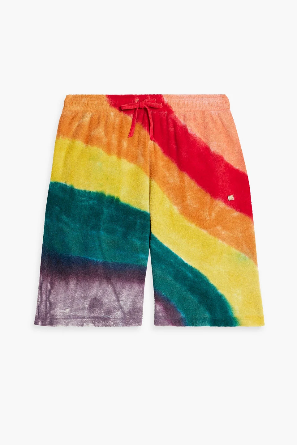 Tie-dyed cotton-terry drawstring shorts - 1