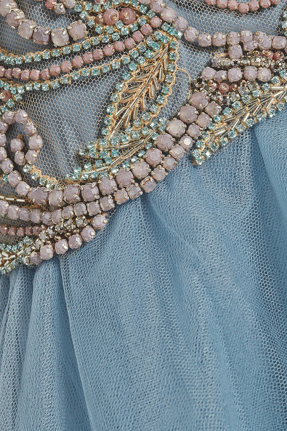Drop Waist Embroidered Ball Gown - 4
