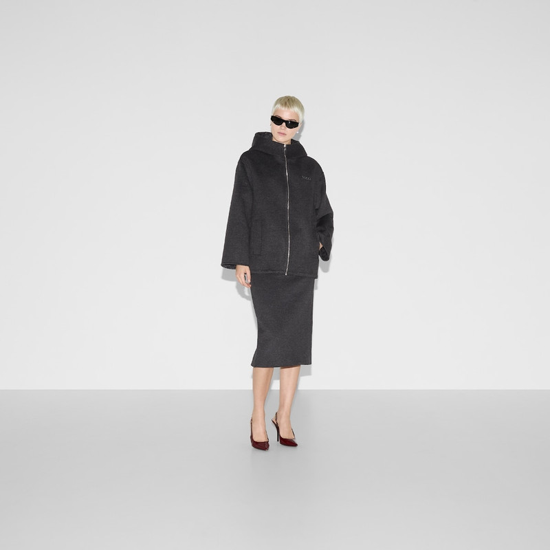 GUCCI Embroidered wool and silk hooded jacket outlook