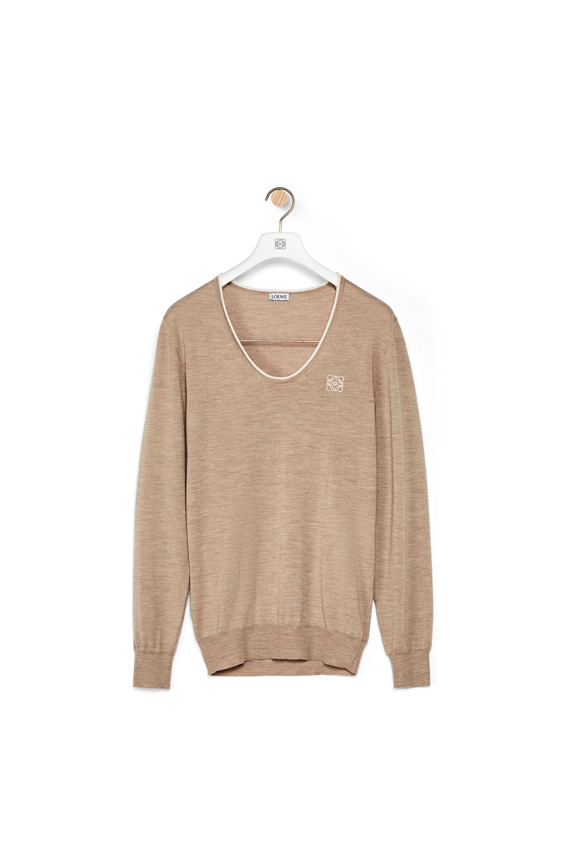 Anagram embroidered U neck sweater in cashmere - 1