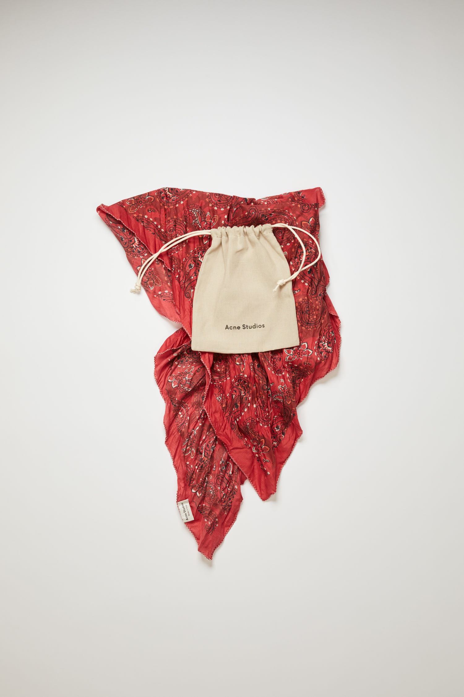 Crinkled cotton-blend bandana red - 2