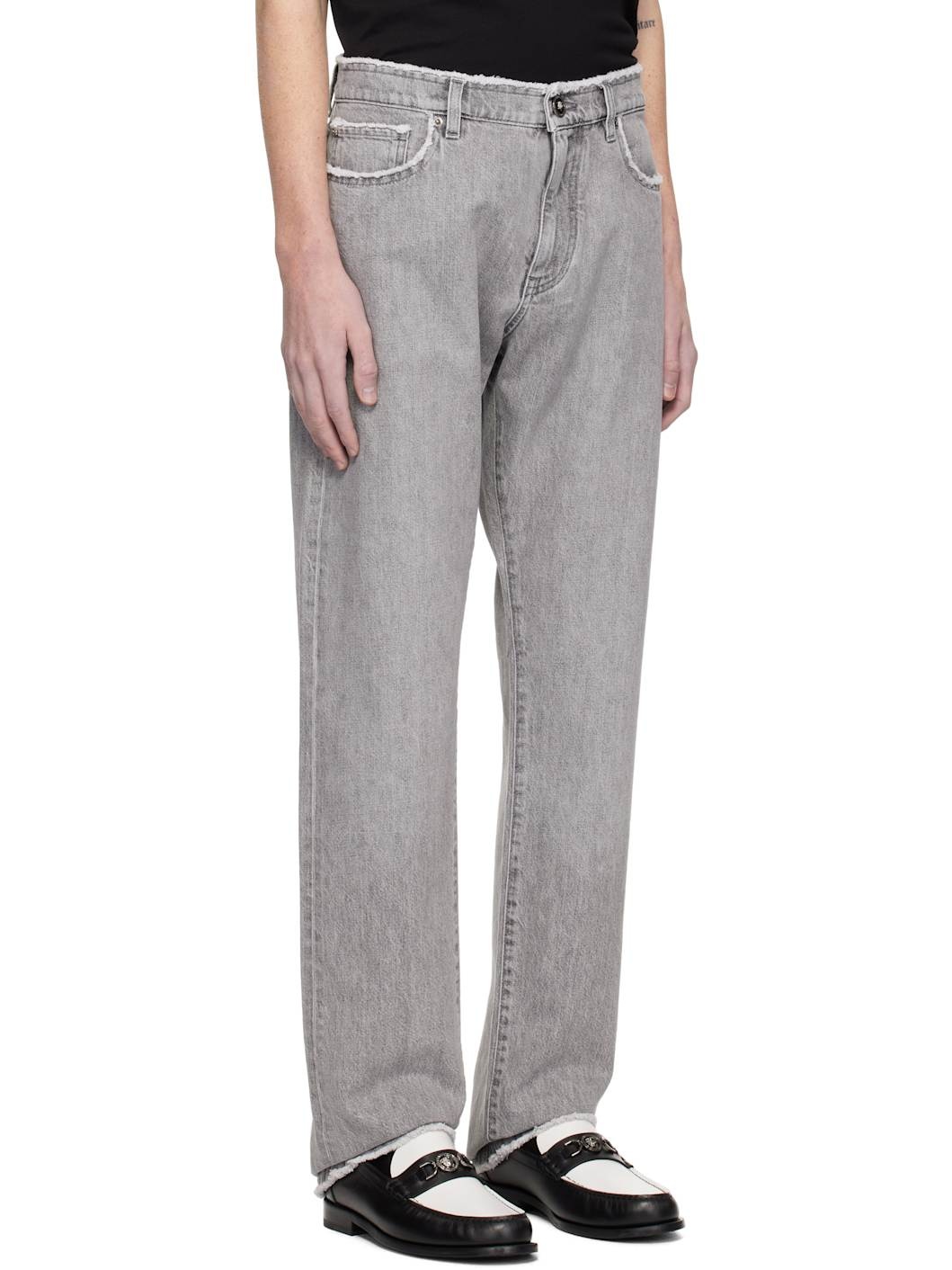 Gray Frayed Regular-Fit Jeans - 2