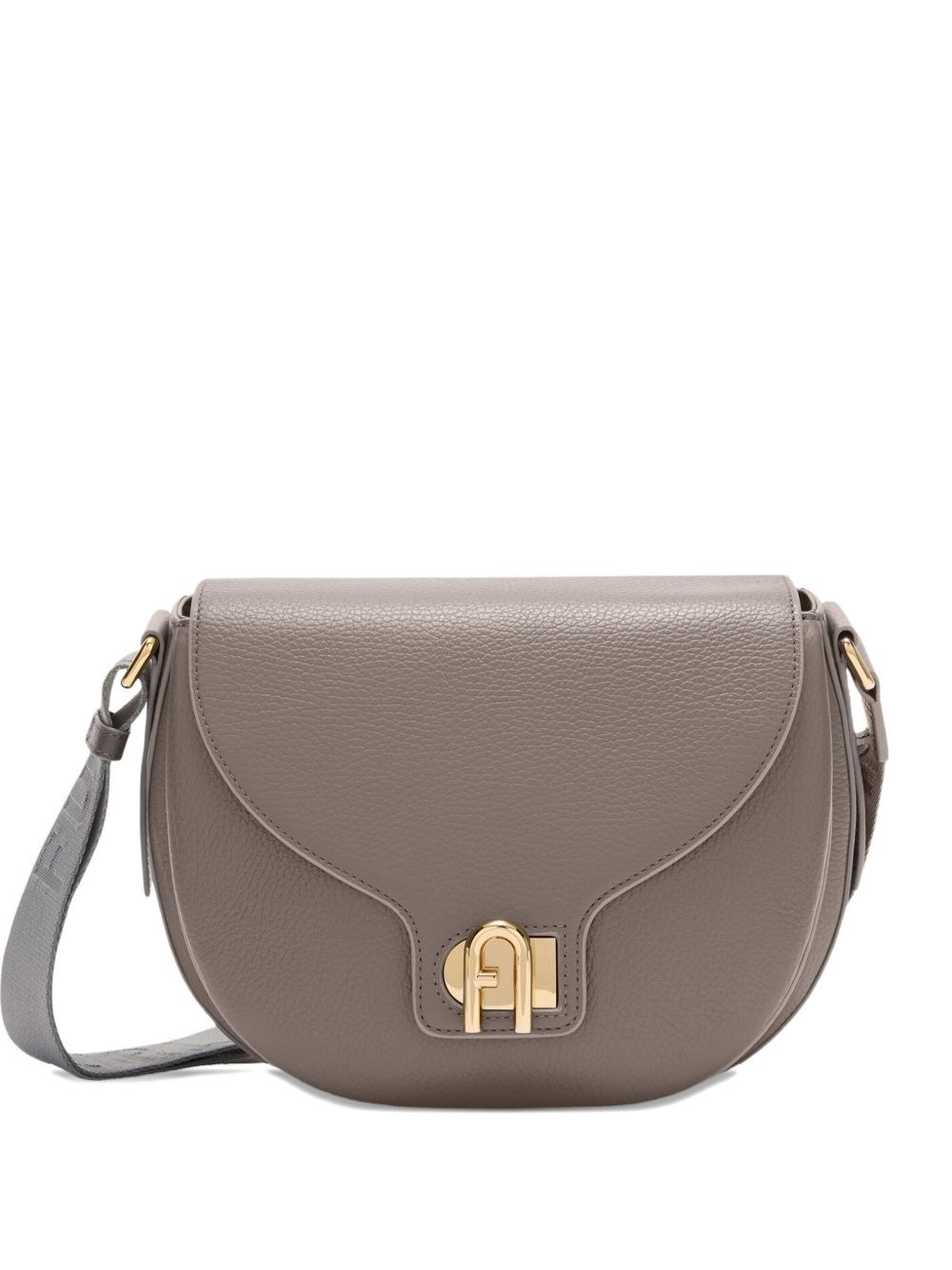curved-flap leather shoulder bag - 1