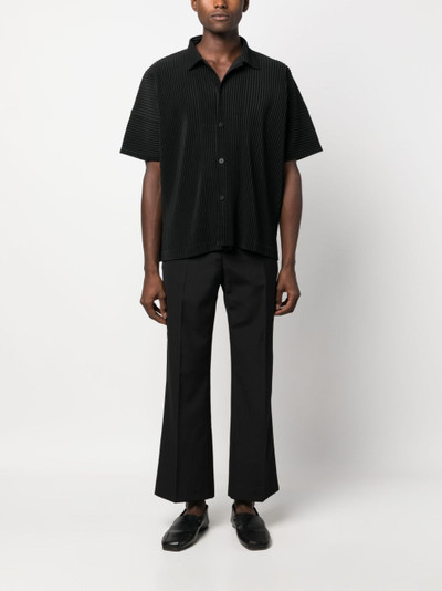 ISSEY MIYAKE camp-collar pleated shirt outlook