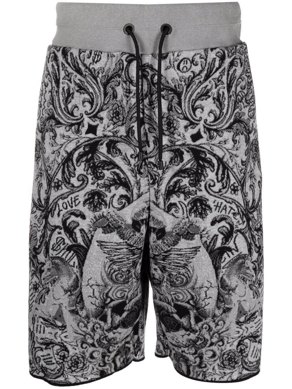 new-baroque jacquard jogging shorts - 1